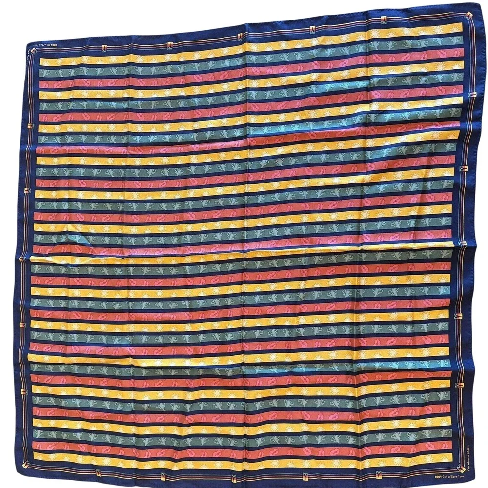 Yale Alumni Chorus Scarf Multicolor 2004 Gift of Song Tour Silk‎ Striped